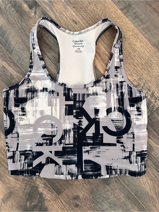 Calvin Klein Tops - Calvin Klein Abstract Logo Racerback Sports Bra - Gray, Black